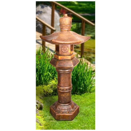 Oriental Asian Garden Lantern Sculpture 47" High Cast Stone