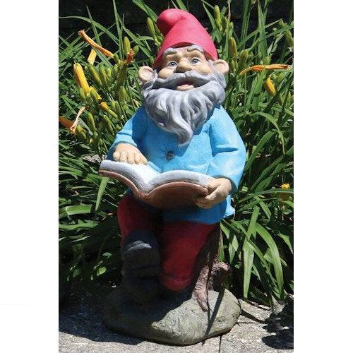 Lazy Daze Garden Gnome with Book Statue Sculptural Yard Artwork
