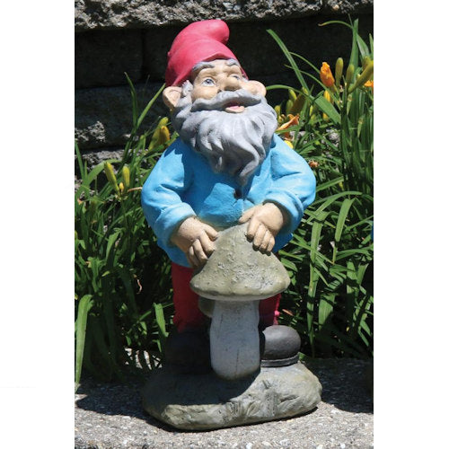 Lazy Daze Gnome Mushroom Statue 15.5"H