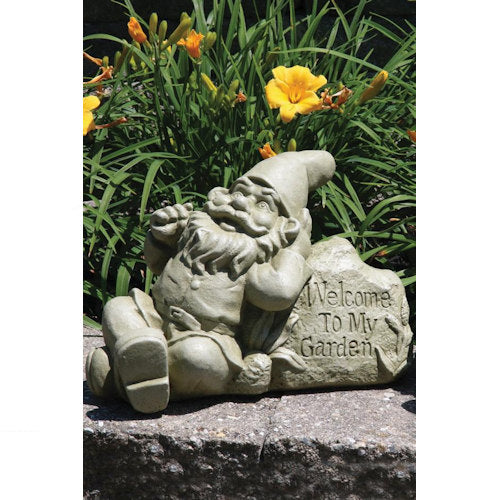 Lazy Daze Gnome Sculpture Welcome to My Garden Decorative Art