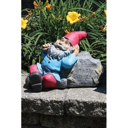 Lazy Daze Gnome Statue Welcome to My Garden Sign Sculptural