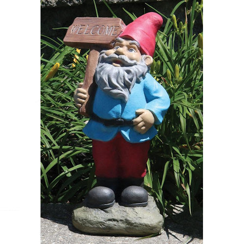 Lazy Daze Gnome Statue Welcome Sign 16" High