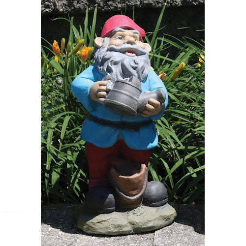 Lazy Daze Gnome Watering Can Statue Colored Finish Artwork Decorating Statuary