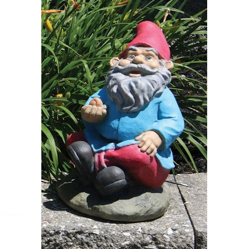 Lazy Daze Garden Gnome with Snail Statue Cement Yard Decoration