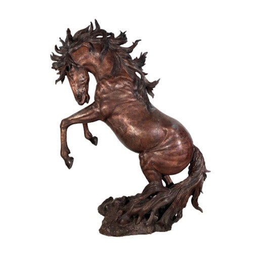 Left Rearing Horse Bronze Sculpture life Size Statue Outdoor Mustang Stallion