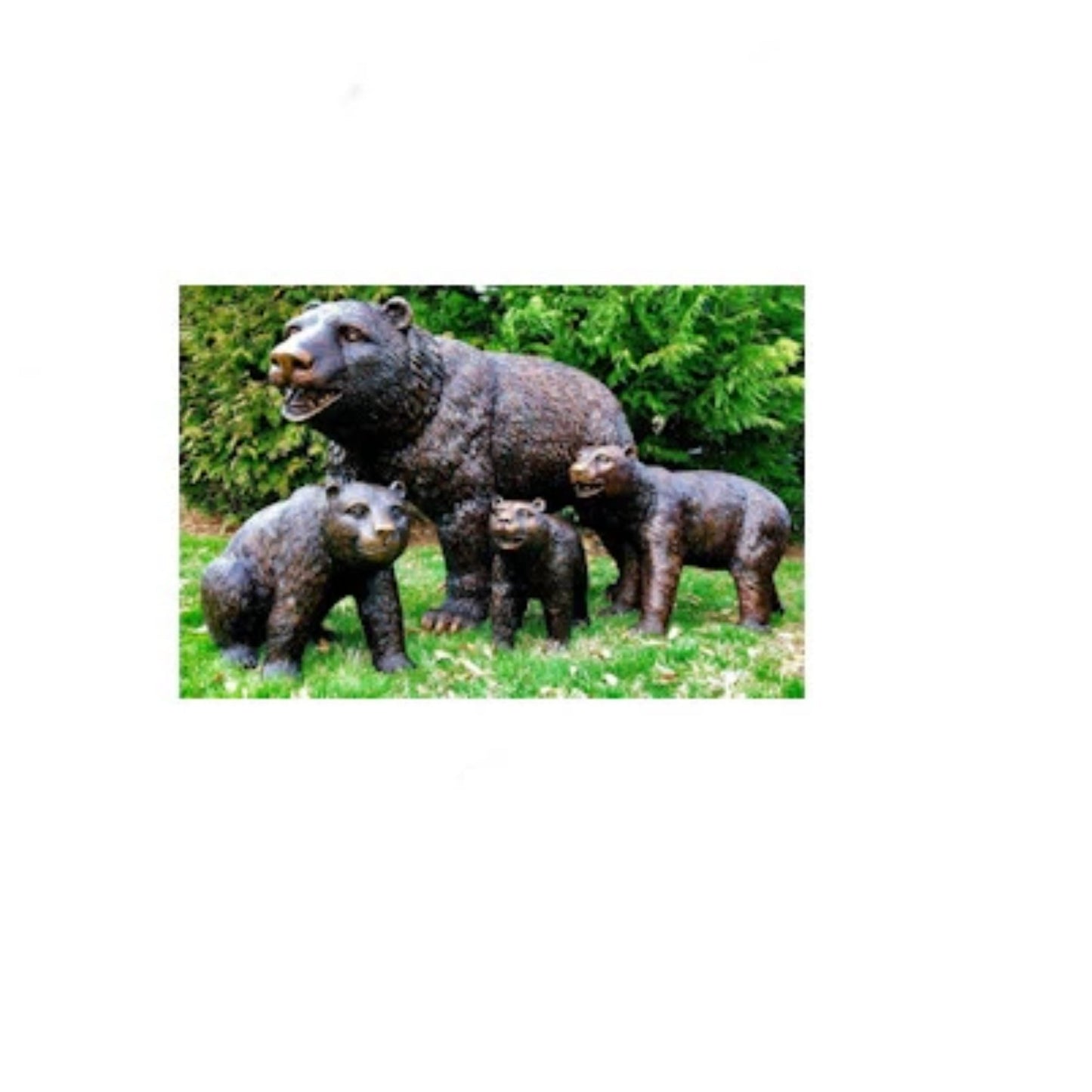 Life Size Bronze Bear Family Mom with Cubs