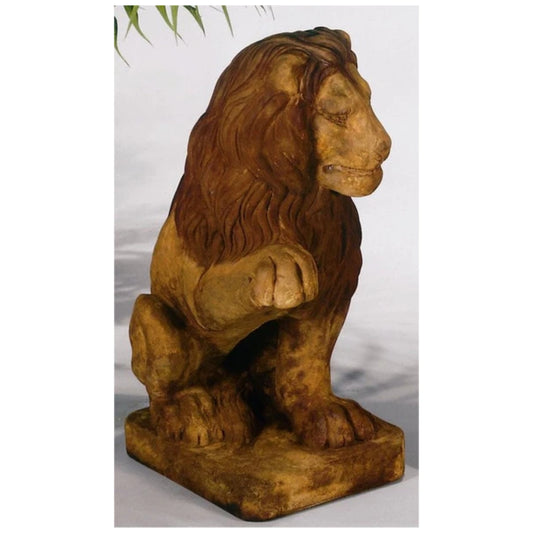 Classic Lion right Paw Up Cement Sculpture Outdoor Garden Decor