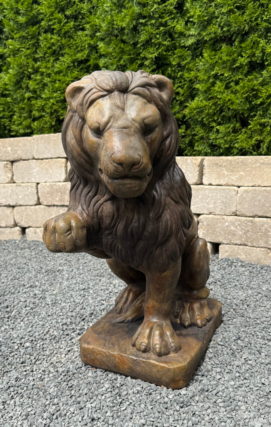 architectural garden lion statue paw right is up and we do have the left as well