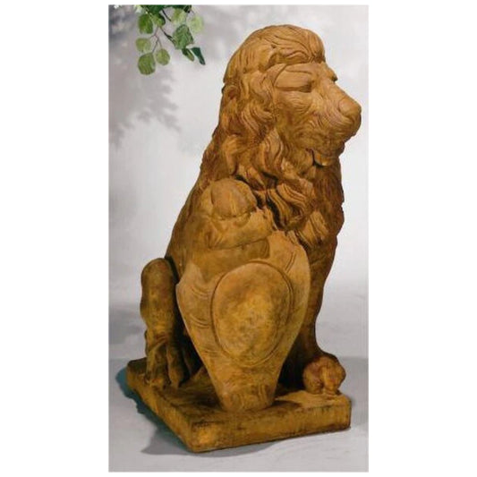 Lion with Right Shield Garden Statue