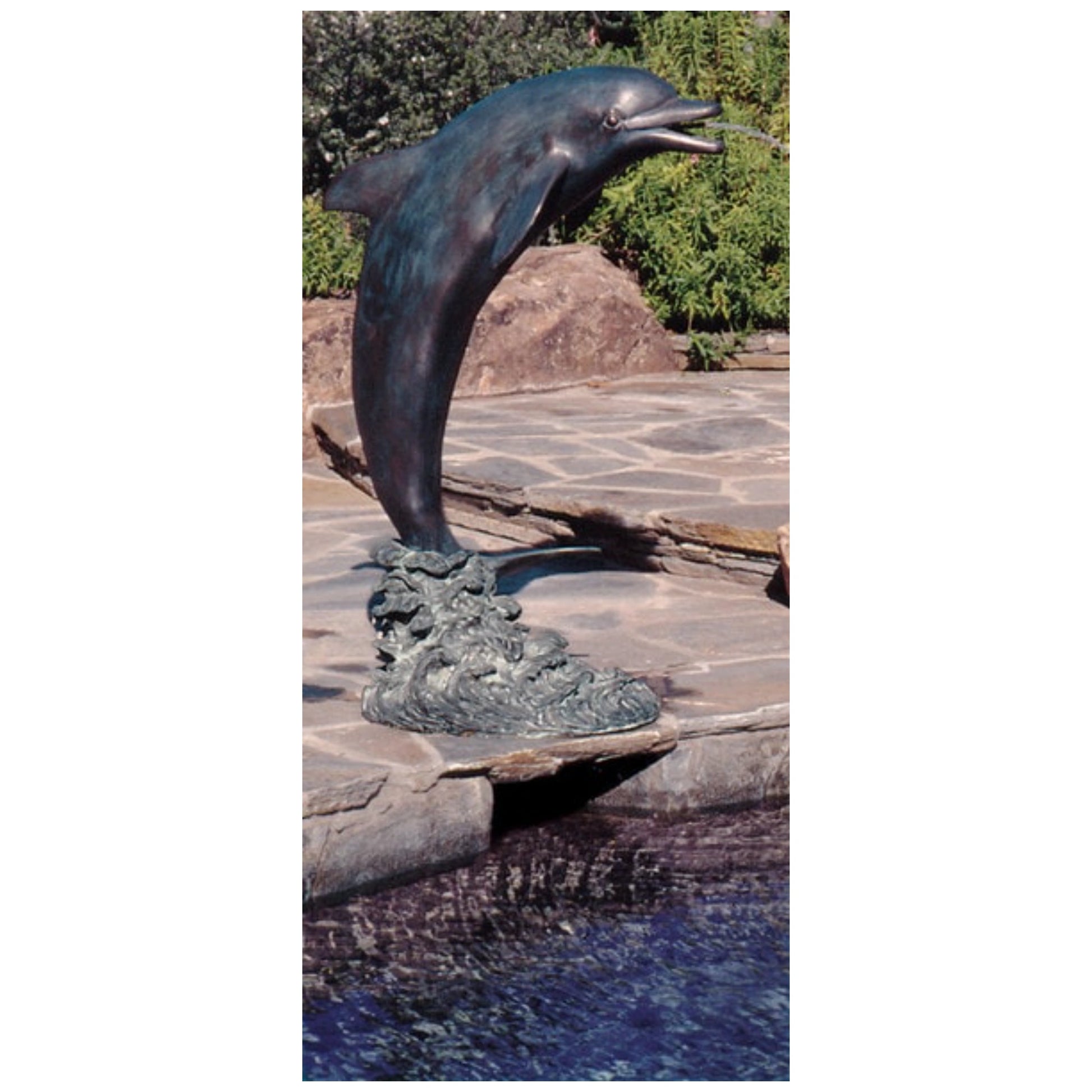 Lone Dolphin Piped Water Feature Statue Bronze Spouting Pond