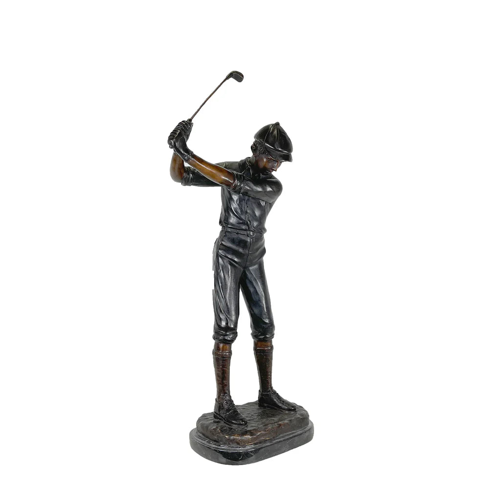 bronze golfer statue classic swing sculpture large scale golfing with club