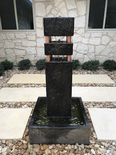 impressive modern contemporary cascading Monolith garden fountain