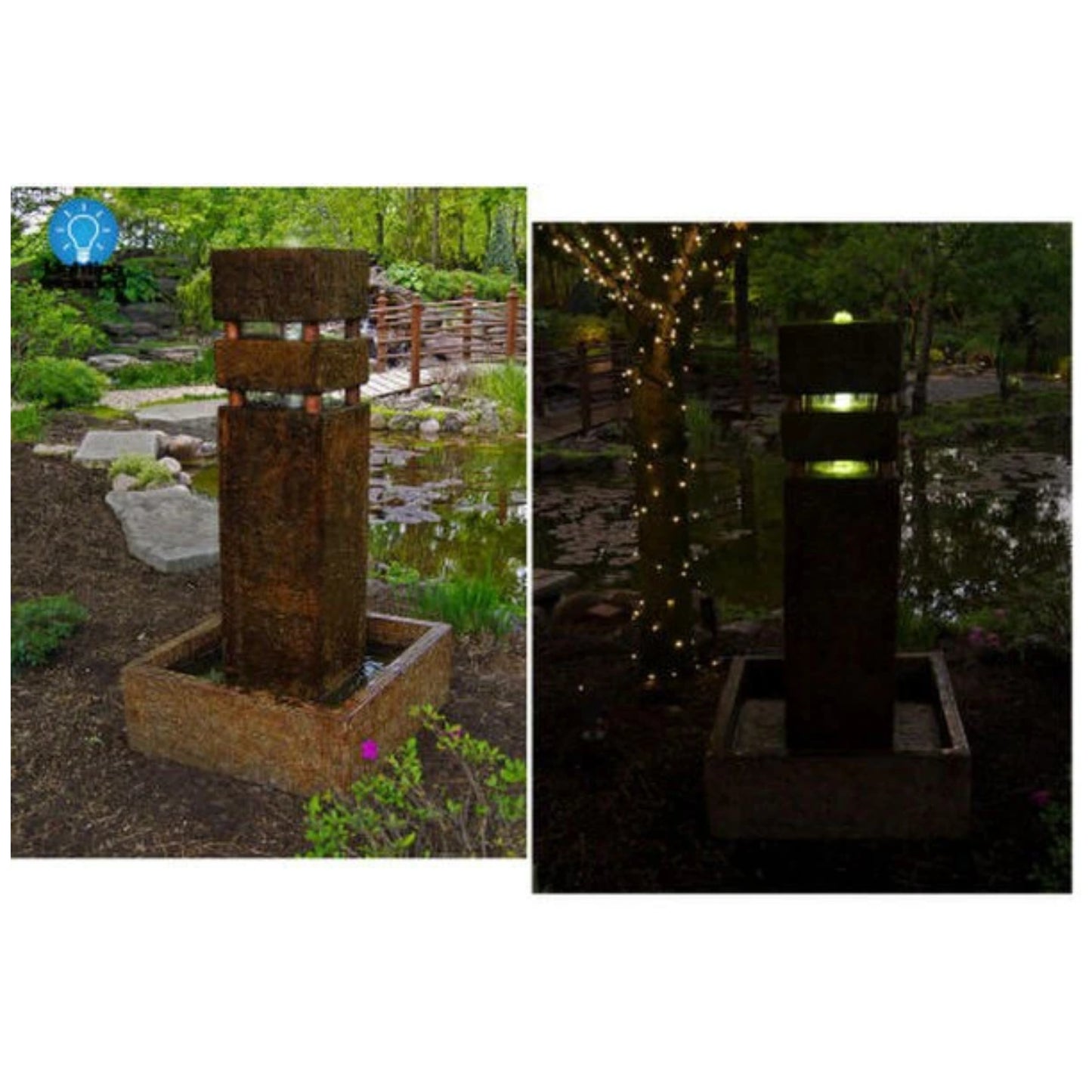 Monolith Garden Fountain Light Included High-end Contemporary