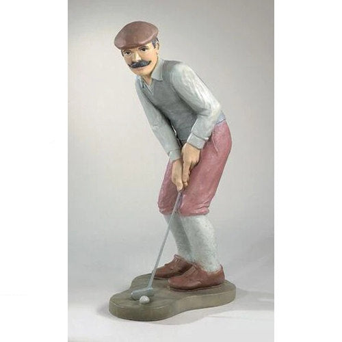 Nostalgic Golfer Man Statue Hand Painted in Colors Made in America Cement