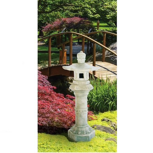 Oriental Asian Garden Lantern Sculpture 47" High Cast Stone