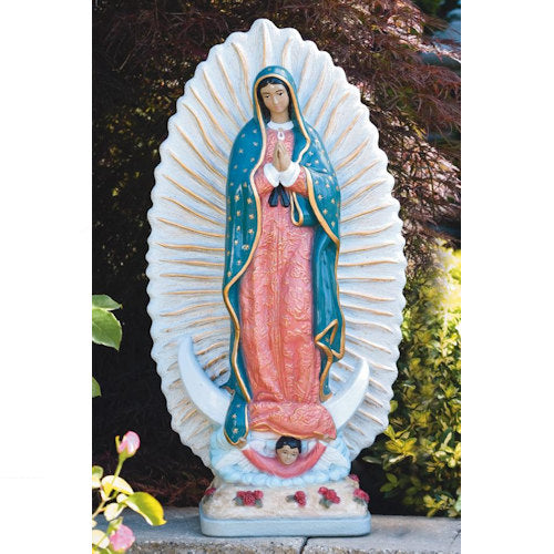 Large Our Lady Of Guadalupe Statue 32" High Garden Sculpture Mexico Virgin Mary