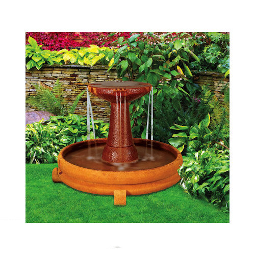 Modern Cement Overflowing Spill Dish Fountain American Concrete Round Circular