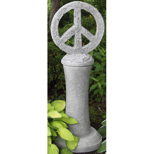 Peace Sign Symbol on Pedestal Sculptural Statue