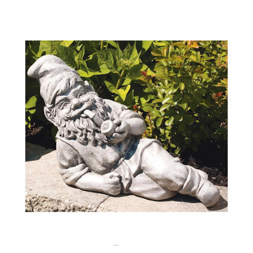 Laying Down Pipe Gnome 24" Long Statue