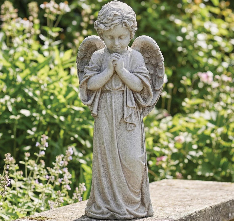 Praying Angel Garden Statue Outdoor Sculpture with head bowed