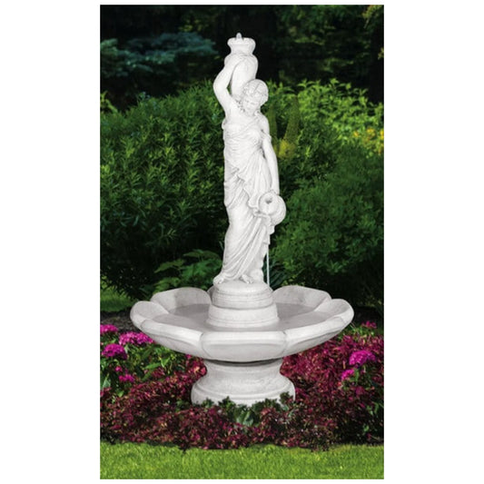 Rebecca At Well Fountain in Petal Basin on Pedestal