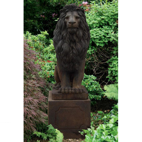 Regal Lion Garden Statue & Plinth 83.25" High