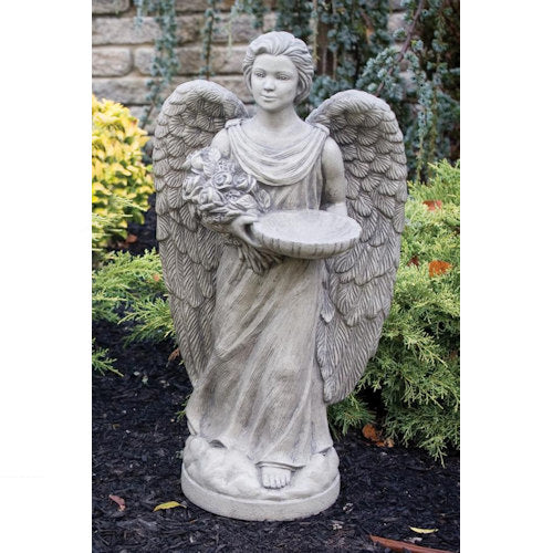 Rosebud Angel With Feeder Sculpture Large Cement Statue Outdoor Memorial