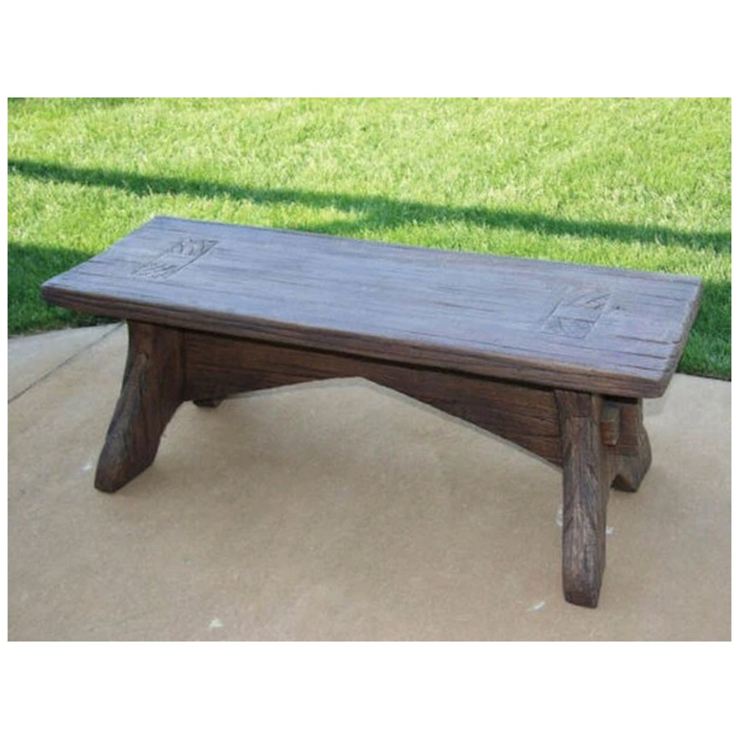 Rustic Bench One Piece Cast Stone Wood Grain