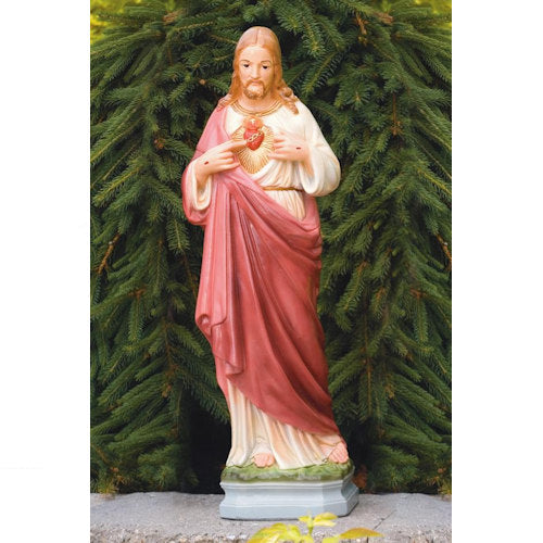 Sacred Heart Of Jesus Sculpture 25" High Made of Cement Garden Statue Made in America