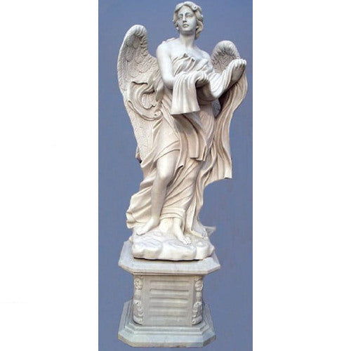 Life Size Marble religious Statue Saint Angelo's Angel on base solid sculpture