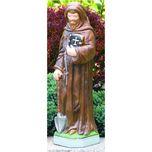 Saint Fiacre Figurine Patron Saint Gardeners in Traditional Colors Religious Statuary