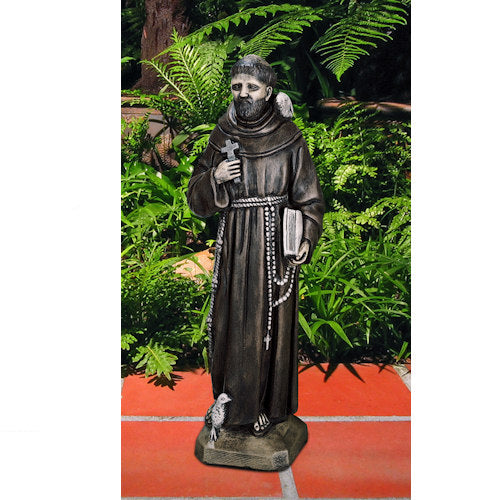 Saint Francis with Bible & Cross Garden Statue 24" High