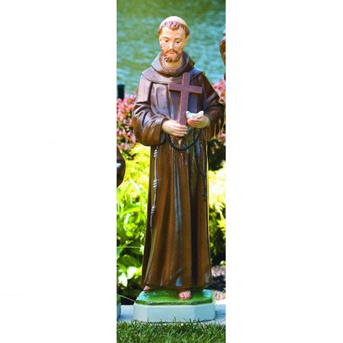 Saint Francis Sculpture Stone Decoration Church Statuary Colored Art