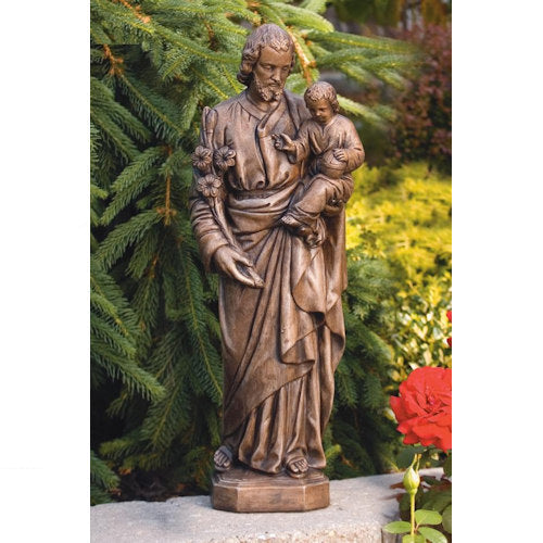 Saint Joseph With Child Sculpture 26" Cement Statue