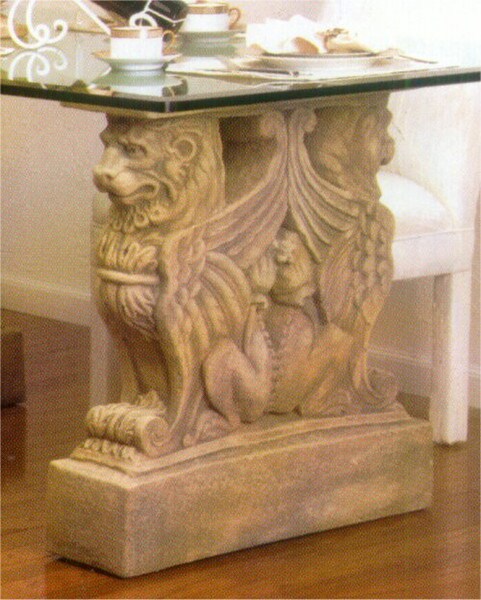 Twin Griffin Lion Base for Console or Dining Table Sculptural Plaster