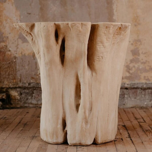 Cypress Table Base Cast from a segment of a tree trunk faux wood