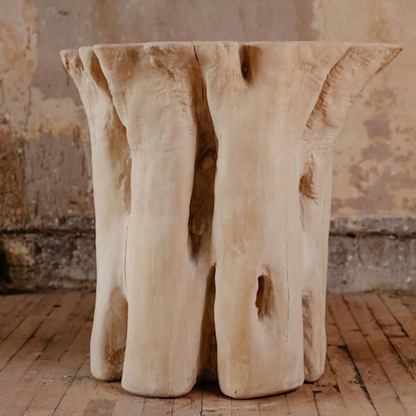 Faux Cypress Table Base Cast of Plaster From real wood trunk sculptural