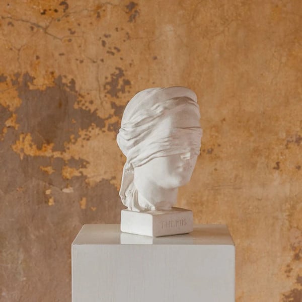 Blind Justice Themis Bust Sculpture Portrait Head on base statue Cast