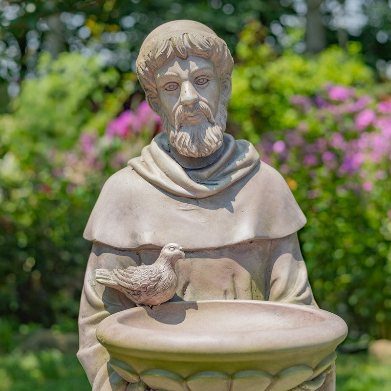 Saint Francis of Assisi Garden Sculpture – Weather-Resistant Antique Grey Garden Statue