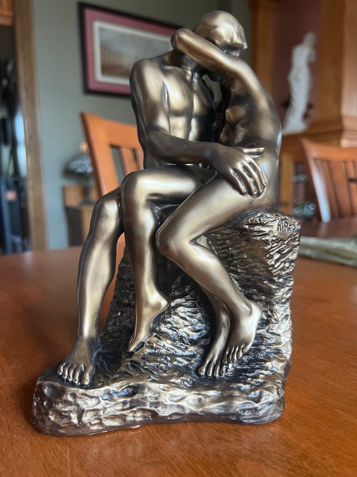 The Kiss by Rodin Sculpture in bronze finish sign by A. Rodin Statue Reproduction's