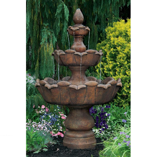 Three Tier Petal Leaf Fountain Large size cement statuary Massarelli