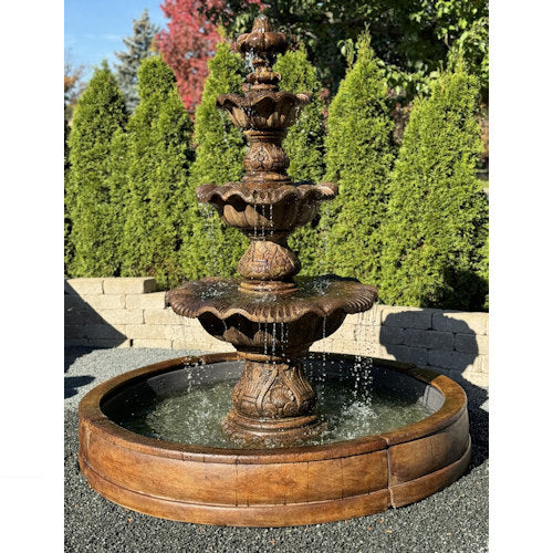 Three Tier Renaissance Fountain in Valencia Pool Surround Easy set up