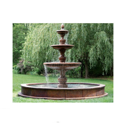 Three Tier Savona Fountain On twelve foot Pool Made in America Large Estate Modular