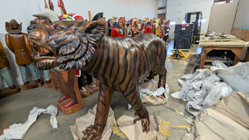Tiger Bronze Life Size Sculpture 100" Long