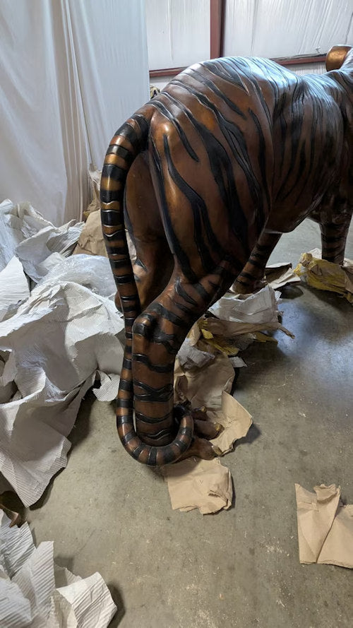Tiger Bronze Life Size Sculpture 100" Long
