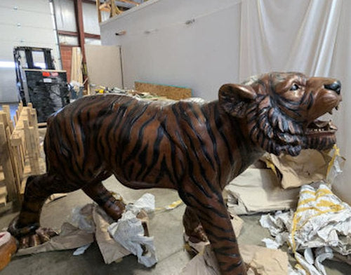 Tiger Bronze Life Size Sculpture 100" Long