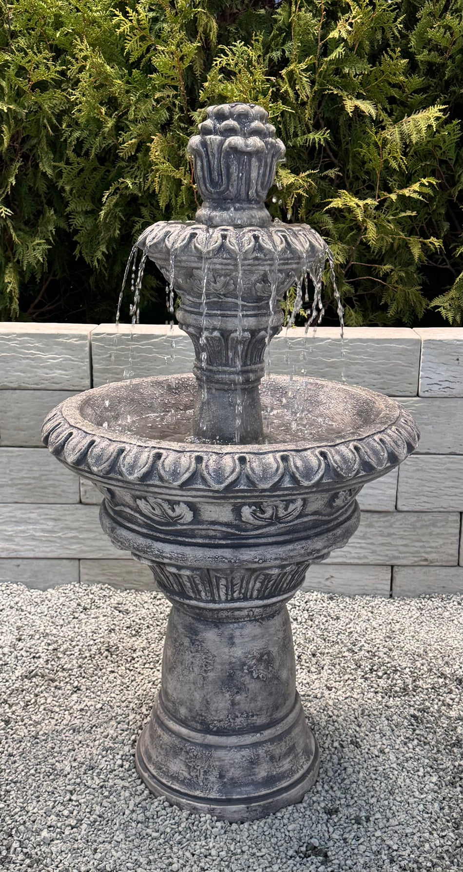 Valencia Two Tier Garden Fountain Italian Theme Heavy Cement
