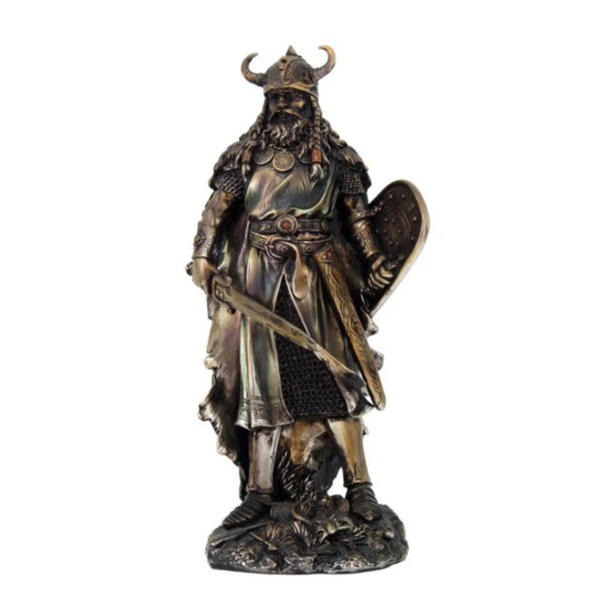 Norse Mythology Statue - Viking Warrior in Battle Armor Sculpture
