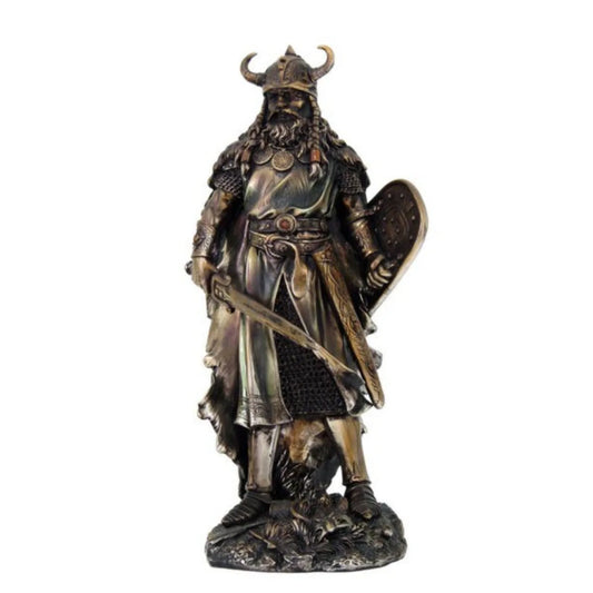 Norse Mythology Statue - Viking Warrior in Battle Armor Sculpture