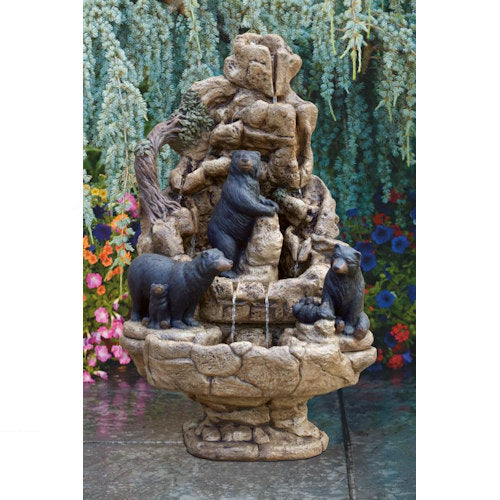 Bear Fountain Canyon Waterfall Detailed Stain Wildlife Garden Statuary American Made